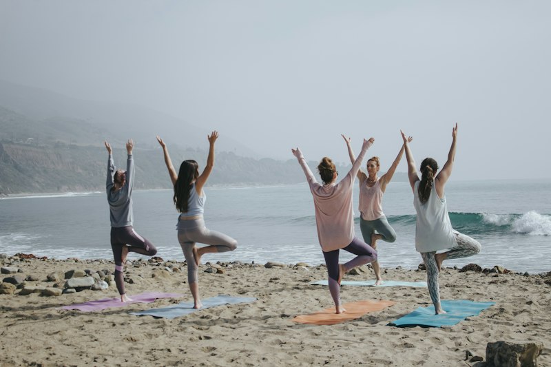Yoga and breath practice at sunrise